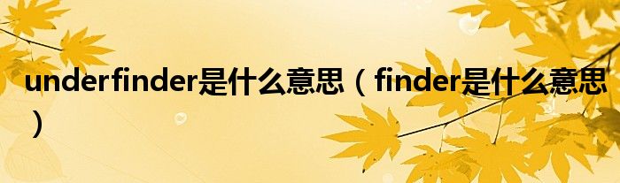 underfinder是什么意思（finder是什么意思）