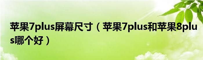 苹果7plus屏幕尺寸（苹果7plus和苹果8plus哪个好）