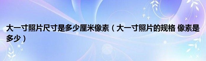 大一寸照片尺寸是多少厘米像素（大一寸照片的规格 像素是多少）