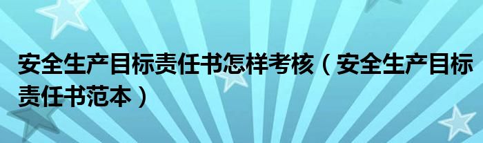 安全生产目标责任书怎样考核（安全生产目标责任书范本）