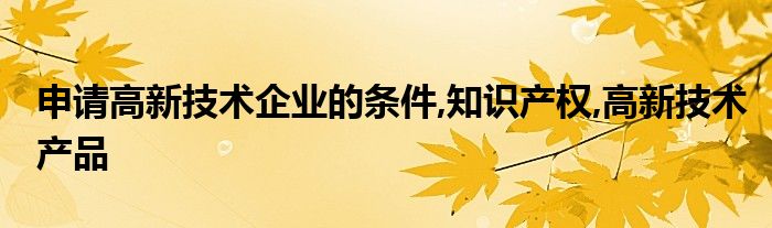 申请高新技术企业的条件,知识产权,高新技术产品