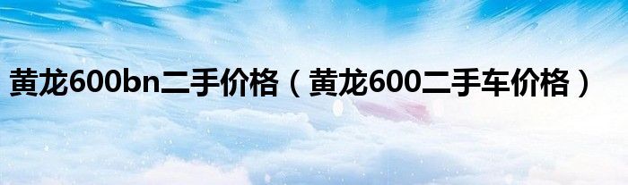 黄龙600bn二手价格（黄龙600二手车价格）