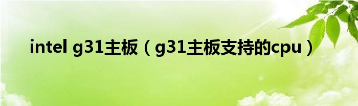 intel g31主板（g31主板支持的cpu）