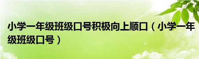 小学一年级班级口号积极向上顺口（小学一年级班级口号）