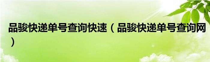 品骏快递单号查询快速（品骏快递单号查询网）