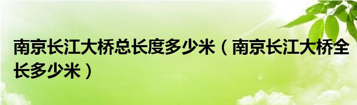 南京长江大桥总长度多少米（南京长江大桥全长多少米）