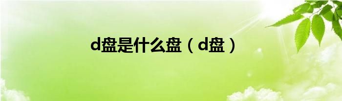 d盘是什么盘（d盘）