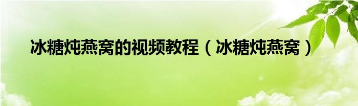 冰糖炖燕窝的视频教程（冰糖炖燕窝）