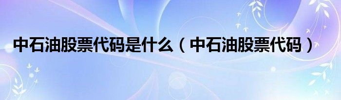 中石油股票代码是什么（中石油股票代码）