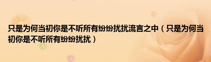 只是为何当初你是不听所有纷纷扰扰流言之中（只是为何当初你是不听所有纷纷扰扰）