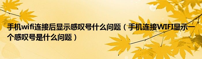 手机wifi连接后显示感叹号什么问题（手机连接WIFI显示一个感叹号是什么问题）