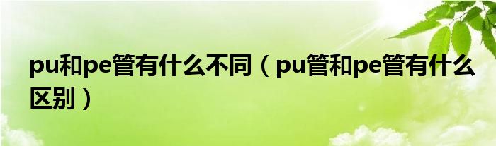 pu和pe管有什么不同（pu管和pe管有什么区别）