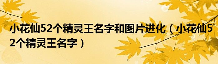 小花仙52个精灵王名字和图片进化（小花仙52个精灵王名字）