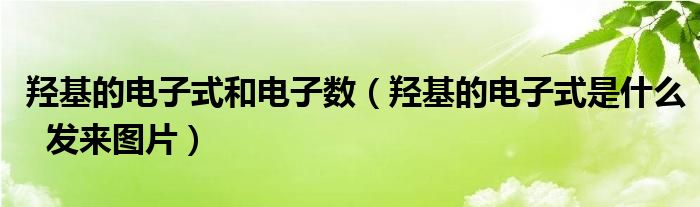 羟基的电子式和电子数（羟基的电子式是什么  发来图片）