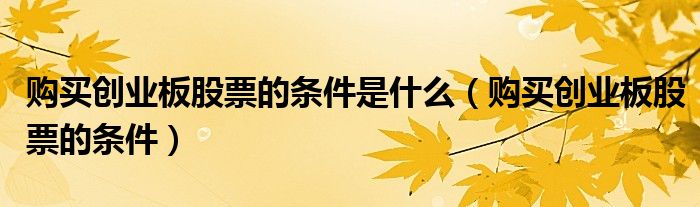 购买创业板股票的条件是什么（购买创业板股票的条件）