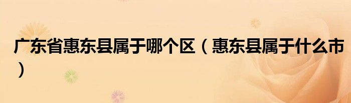 广东省惠东县属于哪个区（惠东县属于什么市）