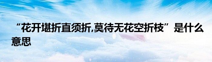 “花开堪折直须折,莫待无花空折枝”是什么意思