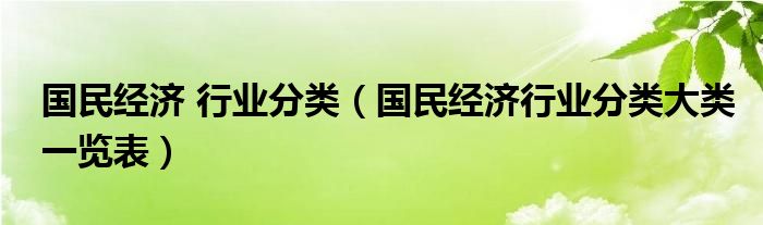 国民经济 行业分类（国民经济行业分类大类一览表）