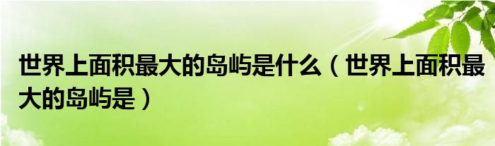 世界上面积最大的岛屿是什么（世界上面积最大的岛屿是）