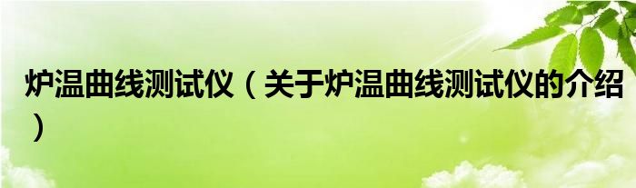 炉温曲线测试仪（关于炉温曲线测试仪的介绍）