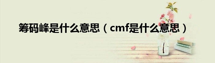 筹码峰是什么意思（cmf是什么意思）