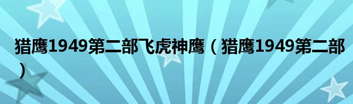 猎鹰1949第二部飞虎神鹰（猎鹰1949第二部）