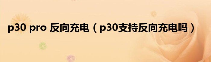 p30 pro 反向充电（p30支持反向充电吗）