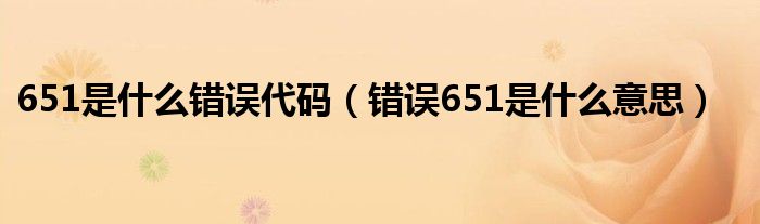 651是什么错误代码（错误651是什么意思）