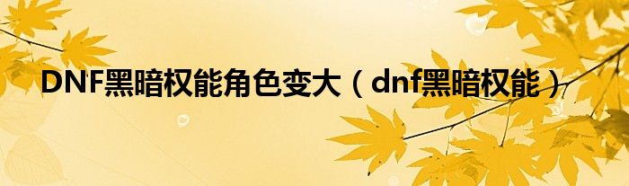 DNF黑暗权能角色变大（dnf黑暗权能）