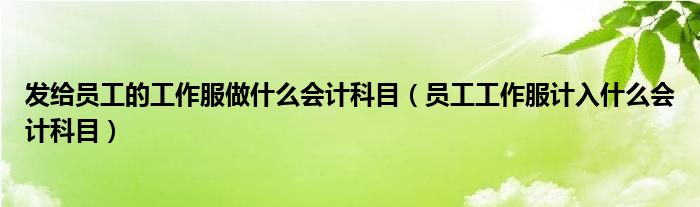 发给员工的工作服做什么会计科目（员工工作服计入什么会计科目）