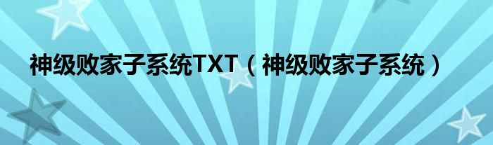 神级败家子系统TXT（神级败家子系统）