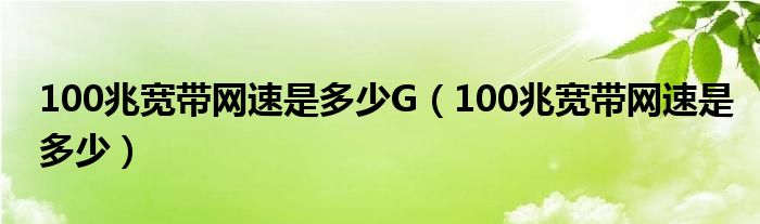 100兆宽带网速是多少G（100兆宽带网速是多少）