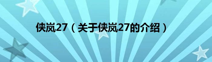 侠岚27（关于侠岚27的介绍）