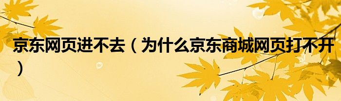 京东网页进不去（为什么京东商城网页打不开）