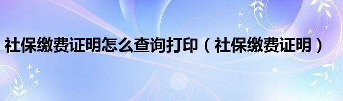 社保缴费证明怎么查询打印（社保缴费证明）