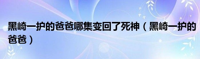 黑崎一护的爸爸哪集变回了死神（黑崎一护的爸爸）