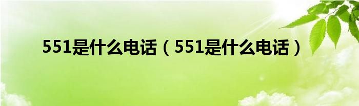 551是什么电话（551是什么电话）