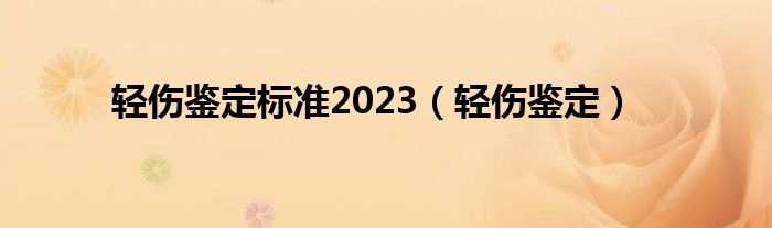 轻伤鉴定标准2023（轻伤鉴定）