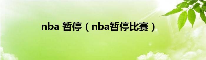 nba 暂停（nba暂停比赛）