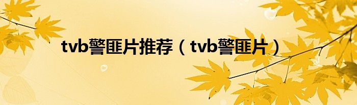 tvb警匪片推荐（tvb警匪片）