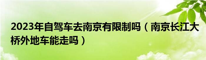 2023年自驾车去南京有限制吗（南京长江大桥外地车能走吗）