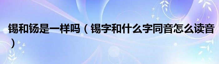 锡和钖是一样吗（锡字和什么字同音怎么读音）