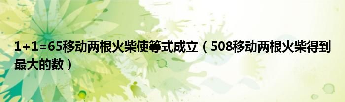 1+1=65移动两根火柴使等式成立（508移动两根火柴得到最大的数）