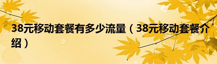 38元移动套餐有多少流量（38元移动套餐介绍）