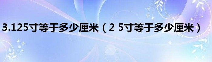 3.125寸等于多少厘米（2 5寸等于多少厘米）