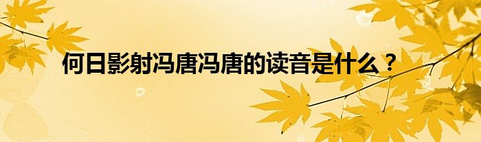 何日影射冯唐冯唐的读音是什么？