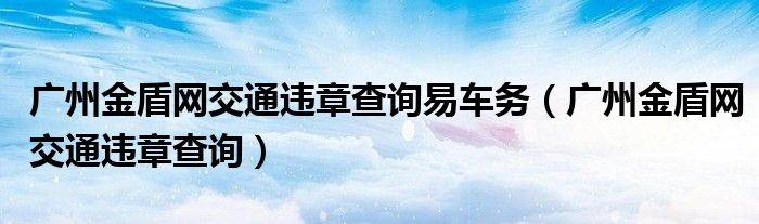 广州金盾网交通违章查询易车务（广州金盾网交通违章查询）