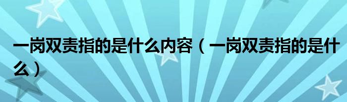 一岗双责指的是什么内容（一岗双责指的是什么）