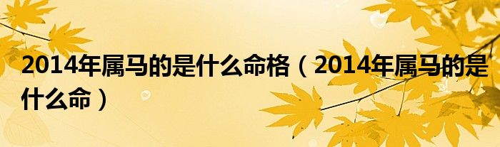 2014年属马的是什么命格（2014年属马的是什么命）