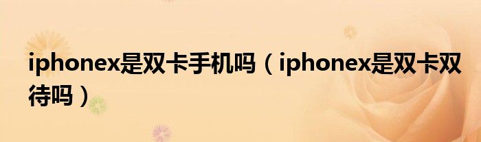 iphonex是双卡手机吗（iphonex是双卡双待吗）